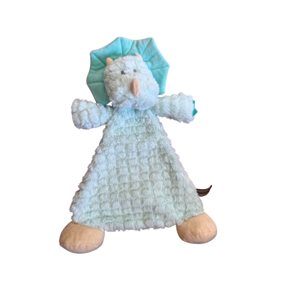 Demdaco Darcy Dinosaur Aqua Blue Children's Plush Rattle Blankie